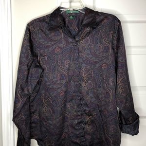 Ralph Lauren long sleeve button down paisley shirt
